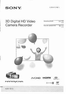 Sony HDR TD 10 manual. Camera Instructions.